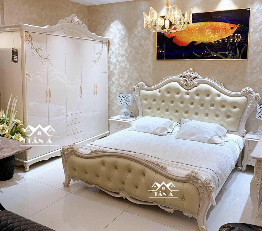 Bộ giường tủ cho phòng ngủ tân cổ điển đẹp hàng nhập khẩu đài loan
